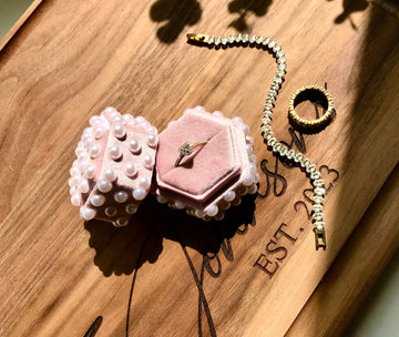 Blush Pink Wedding Ring Box, Proposal Velvet Ring Box, Personalized Ring Box, Velvet Ring Box, Hexagon Modern Pearl Ring Box, Bridal Gift
