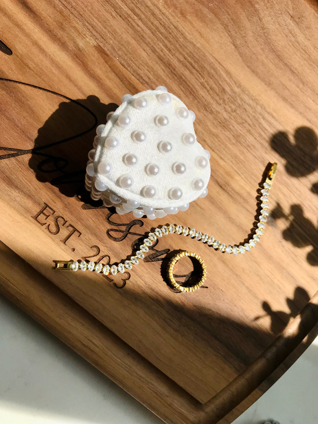 White Heart Shaped Wedding Ring Box