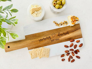 Engraved Marble Custom Cheese Cutting Board with Handle