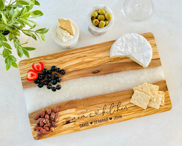 Resin and Olive Wood Charcuterie Board, Perfect Gift for Mother's Day, Engraved Charcuterie Board, Unique Grandma Gift,Custom Mom to be Gift